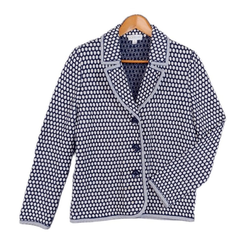 VTG ST JOHN SPORT Blazer Wool Blend Knit Polka Dot Classic USA Size S